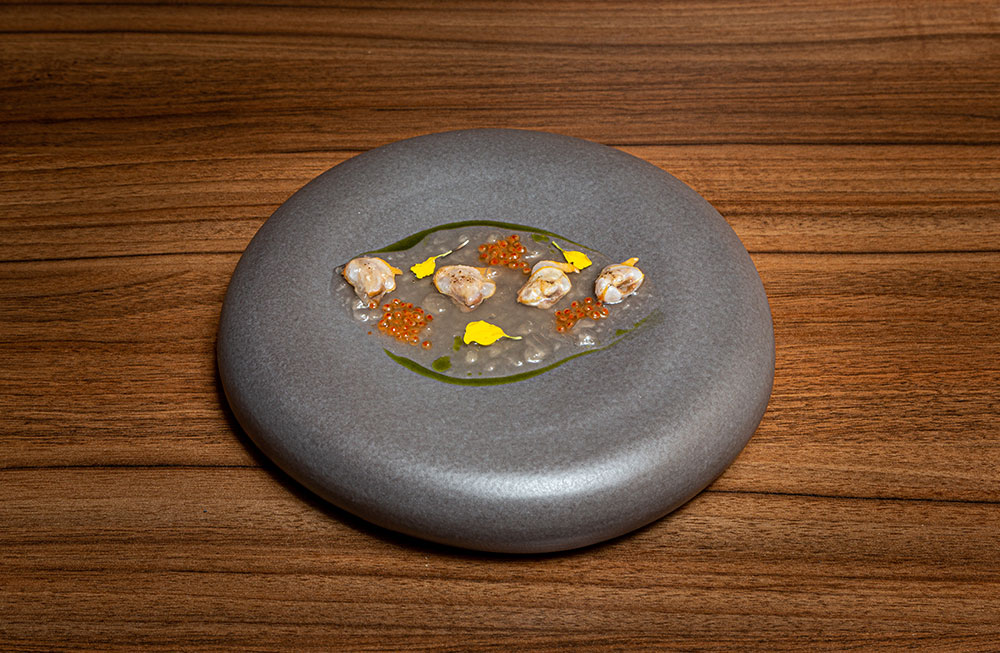 Detalle de comida alta cocina